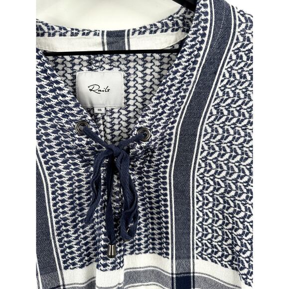 Rails Lily Blouse in Sapphire Jacquard Boho Size Extra Small - Picture 3 of 8